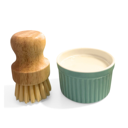Solid Dish Bar Soap and Brush Set