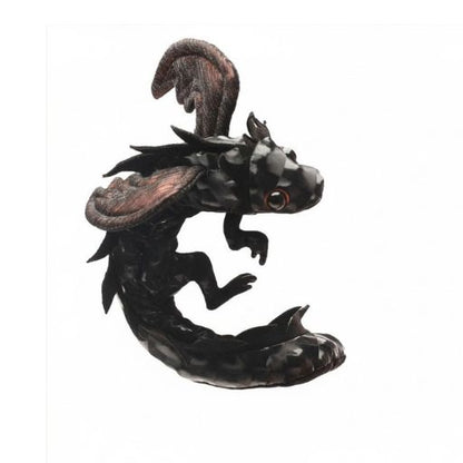 black dragon wristlet hand puppet wrapped around hand on white background