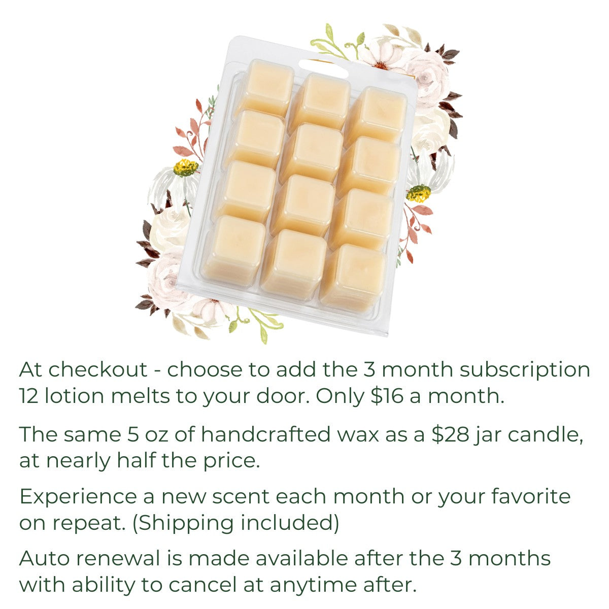 Piper's Hollow lotion melt subscription clamshell 12 melts